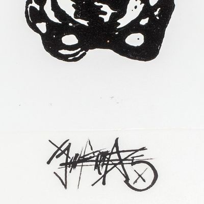 Alternate image for Expressionist Xylograph Print of A Guitar Made of Bones Internal Loudness