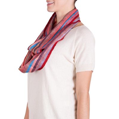 Alternate image for Loom Woven Striped Rayon Infinity Scarf from Guatemala Tenderness