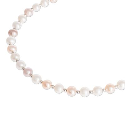 Alternate image for Pink and White Cultured Pearl Necklace Subtle Rose