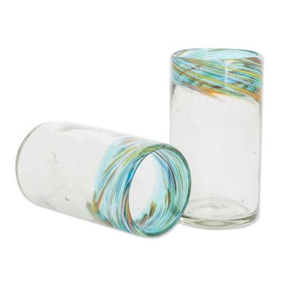 Alternate image for Eco-Friendly Handblown Recycled Glass Tumblers 12oz, Pair Aurora
