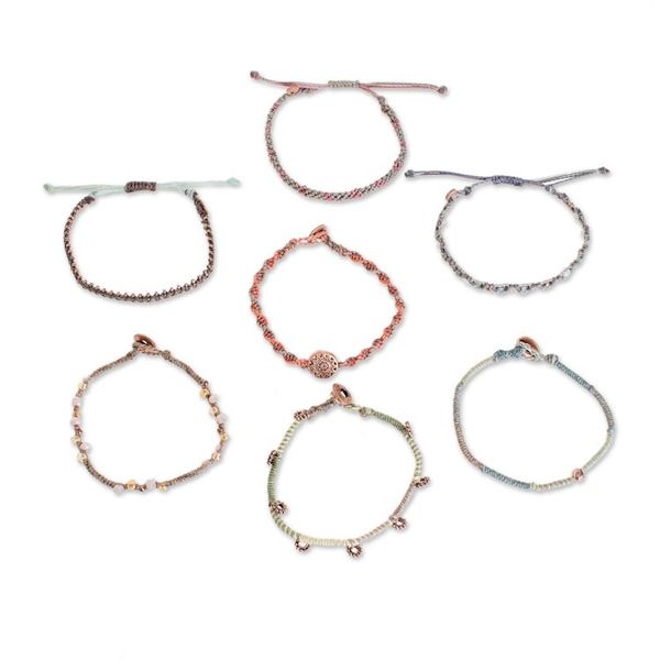 Alternate image for Glass Beaded Macrame Bracelets from Guatemala Set of 7 Boho Histories