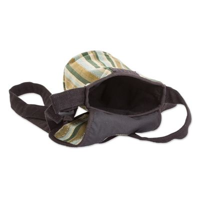 Alternate image for Striped Cotton Bottle Carrier Hand-Woven in Guatemala Faraway Lands