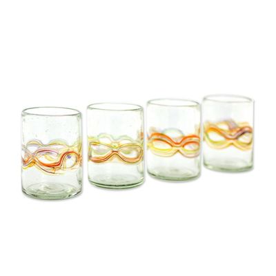 Alternate image for Hand Blown Recycled Juice Glasses Set of 4 from Guatemala Orange Reefs