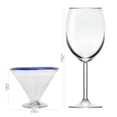 Alternate image for Recycled Glass Martini Glasses from Guatemala Set of 4 Ocean Rim