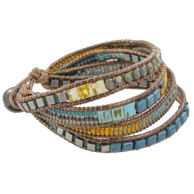 Alternate image for Multicolored Glass Beaded Wristband Bracelet from Guatemala Amatique Bay