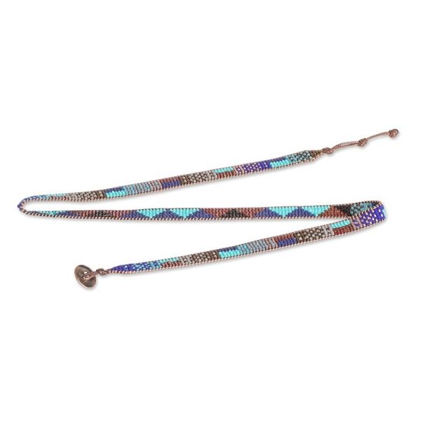 Alternate image for Geometric Glass Beaded Wrap Bracelet in Cool Palette Geometric Tradition