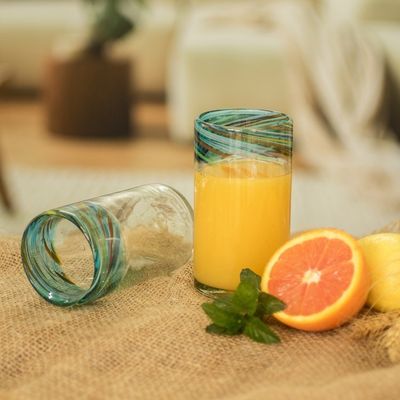 Alternate image for Eco-Friendly Handblown Recycled Glass Tumblers 12oz, Pair Aurora