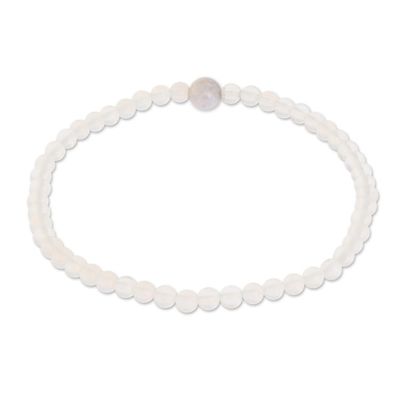 Alternate image for Moonstone and Lilac Jade Beaded Bracelet from Guatemala Lunar Orbit