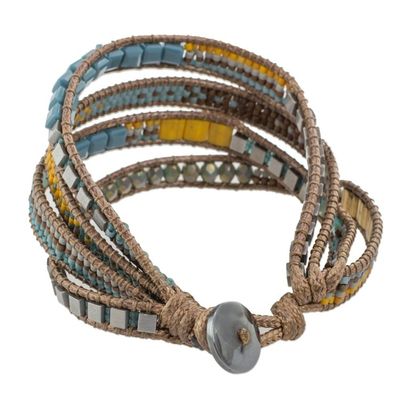Alternate image for Multicolored Glass Beaded Wristband Bracelet from Guatemala Amatique Bay