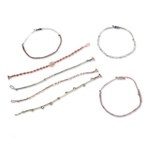 Alternate image for Glass Beaded Macrame Bracelets from Guatemala Set of 7 Boho Histories