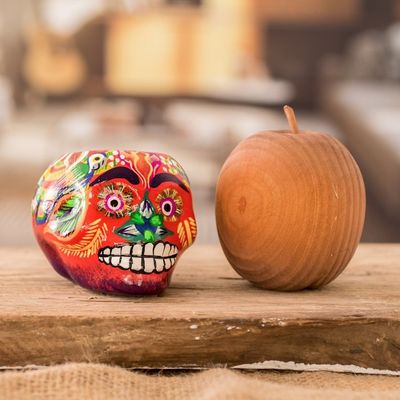 Alternate image for Multicolor Skull-Like Ceramic Mini Flower Pot from Guatemala Herbaceous Cranium