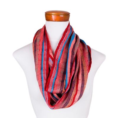 Alternate image for Loom Woven Striped Rayon Infinity Scarf from Guatemala Tenderness
