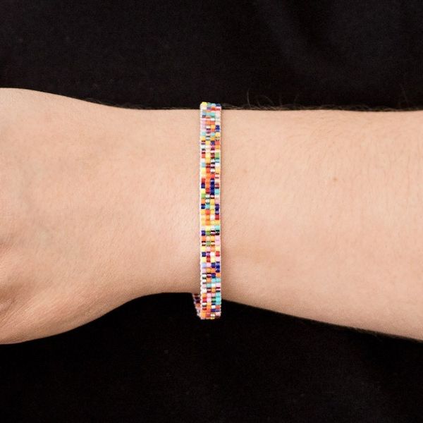 Alternate image for Thin Multicolor Glass Bead Wristband Bracelet from Guatemala Sparkling Colors