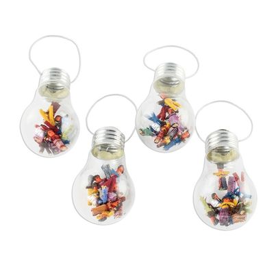 Alternate image for Upcycled Glass Light Bulb Worry Doll Ornaments Set of 4 Worry Not