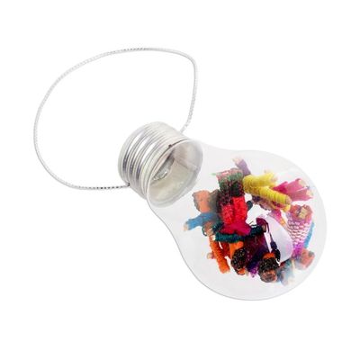 Alternate image for Upcycled Glass Light Bulb Worry Doll Ornaments Set of 4 Worry Not