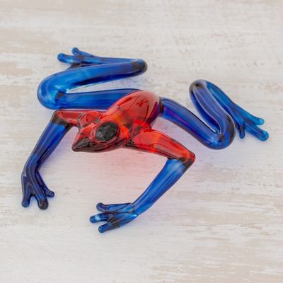 Alternate image for Handcrafted Red and Blue Dart Frog Art Glass Figurine Poison Dart Frog