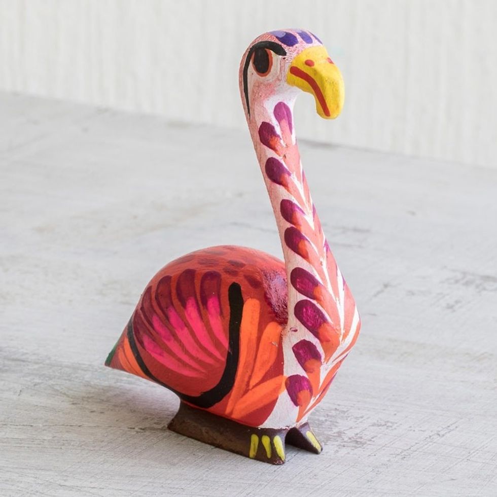 Hand Painted Small Flamingo Figurine 'Flamingo'