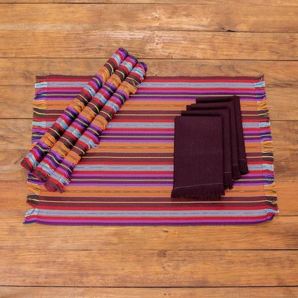 Alternate image for Handwoven Cotton Placemats with Napkins Set of 4 Intense Tradition