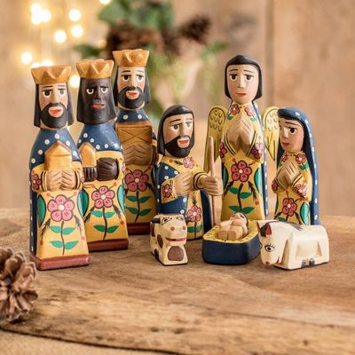 Alternate image for Hand Crafted Religious Wood Sculpture Set of 9 Faithful
