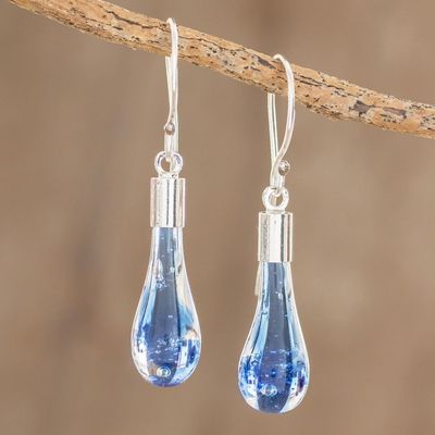 Alternate image for Handcrafted Art Glass Dangle Earrings from Costa Rica Blue Bay