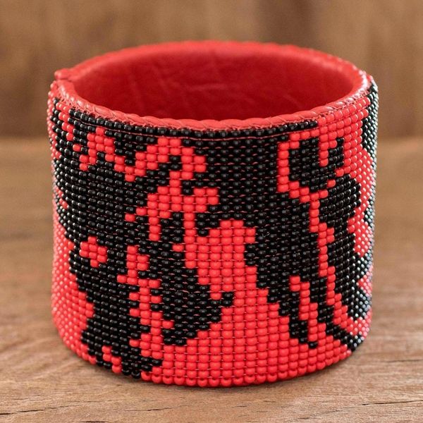 Alternate image for Handmade Wide Beaded Cuff Bracelet Dragon Encounter
