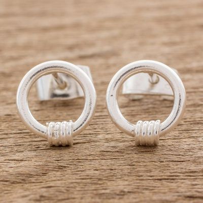 Alternate image for Sterling Silver Stud Earrings Crafted in Guatemala Rope of Harmony