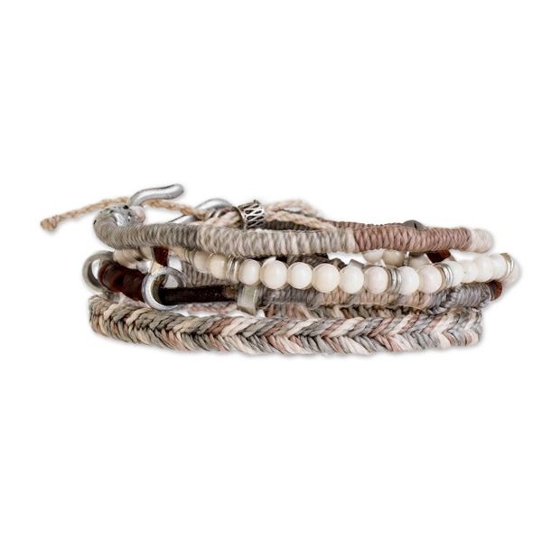 Alternate image for Unisex Beige Macrame Bracelets Set of 4 Maya Highlands