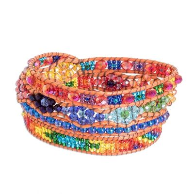 Alternate image for Handcrafted Beaded Positive Energy Long Wrap Bracelet Motivational Aura