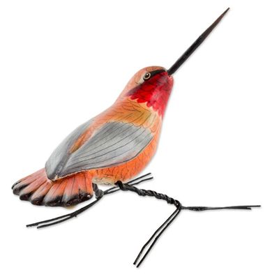 Alternate image for Hand Sculpted Ceramic Rufous Hummingbird Figurine Rufous Hummingbird