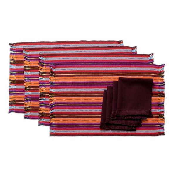 Alternate image for Handwoven Cotton Placemats with Napkins Set of 4 Intense Tradition