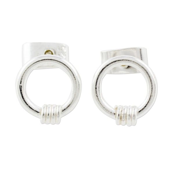 Alternate image for Sterling Silver Stud Earrings Crafted in Guatemala Rope of Harmony