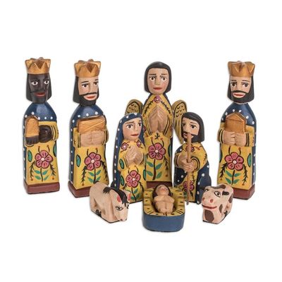 Alternate image for Hand Crafted Religious Wood Sculpture Set of 9 Faithful