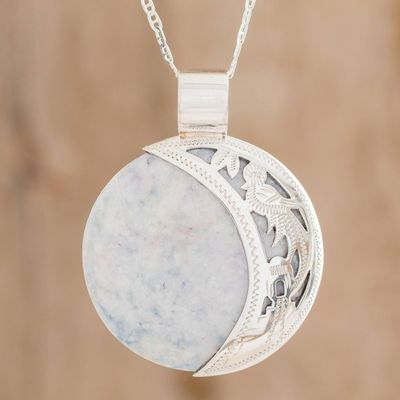 Alternate image for Maya Eclipse Lilac and Dark Green Jade Pendant Necklace Lilac Quetzal Eclipse