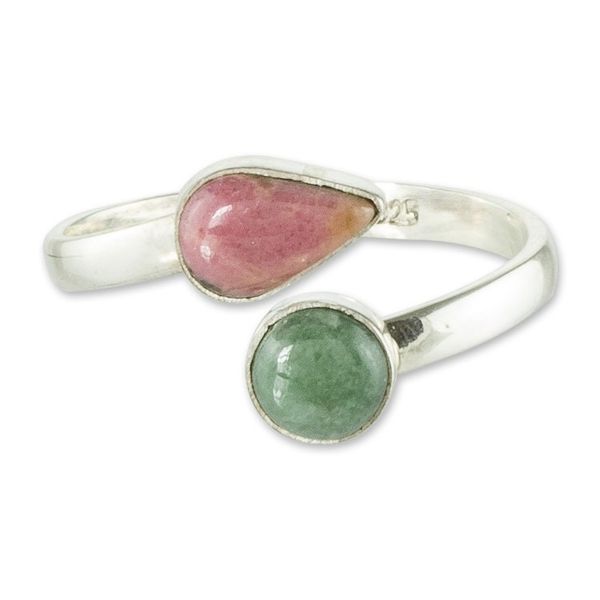 Alternate image for Rhodonite and Jade Ring Now and Then