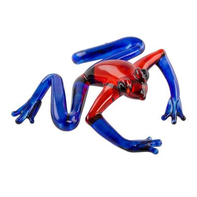 Alternate image for Handcrafted Red and Blue Dart Frog Art Glass Figurine Poison Dart Frog