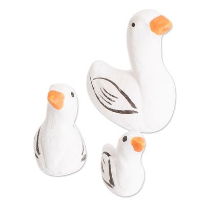 Alternate image for Set of 3 Goose Ceramic Figurines from Guatemala Goose Family