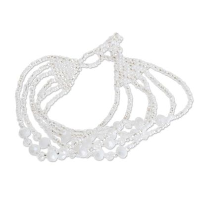 Alternate image for Crystal and Glass Beaded Strand Bracelet in White Nocturnal Brilliance in White