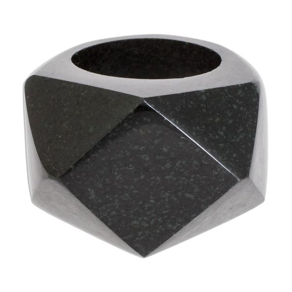 Alternate image for Faceted Dark Green Jade Signet Ring from Guatemala Gleaming Facets