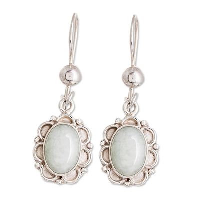Alternate image for Artisan Crafted Jade and Sterling Silver Earrings Apple Princess of the Forest
