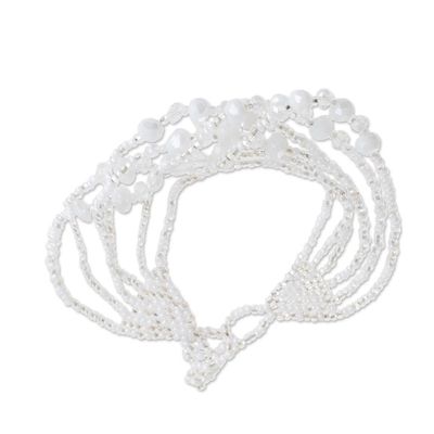 Alternate image for Crystal and Glass Beaded Strand Bracelet in White Nocturnal Brilliance in White
