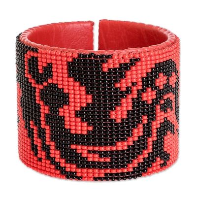 Alternate image for Handmade Wide Beaded Cuff Bracelet Dragon Encounter