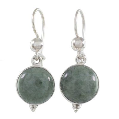 Alternate image for Modern Handmade Guatemalan Green Jade Earrings Three Wishes