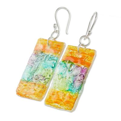 Alternate image for Colorful Recycled CD Dangle Earrings from Guatemala Celebrate Creativity