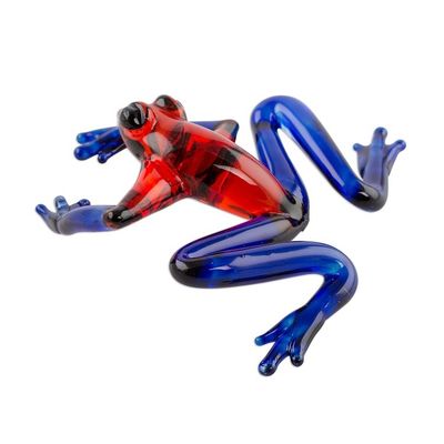 Alternate image for Handcrafted Red and Blue Dart Frog Art Glass Figurine Poison Dart Frog