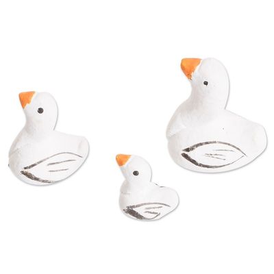 Alternate image for Set of 3 Goose Ceramic Figurines from Guatemala Goose Family