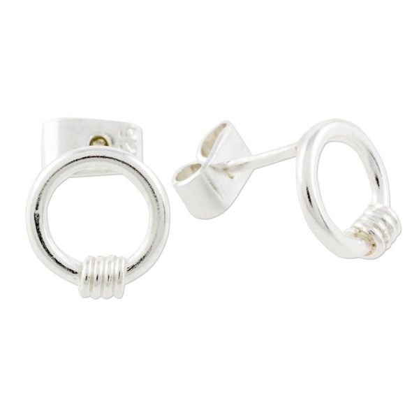 Alternate image for Sterling Silver Stud Earrings Crafted in Guatemala Rope of Harmony