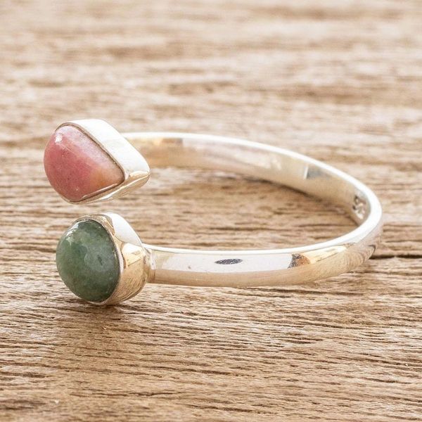 Alternate image for Rhodonite and Jade Ring Now and Then
