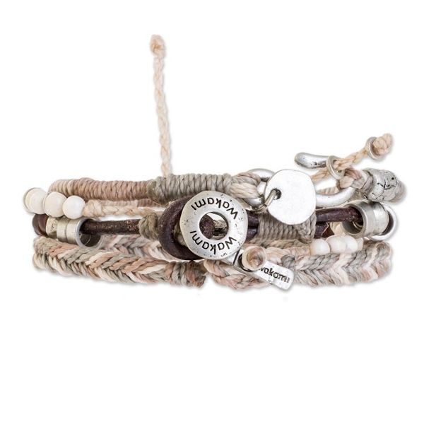Alternate image for Unisex Beige Macrame Bracelets Set of 4 Maya Highlands