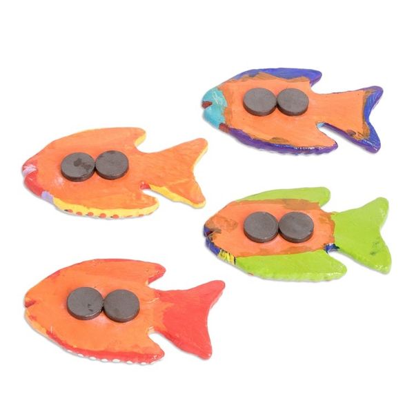 Alternate image for Set of 4 Fish-Themed Hand-Painted Colorful Ceramic Magnets Marine Festival