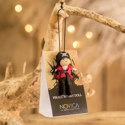 Alternate image for Handcrafted Cotton and Cibaque Pirate Worry Doll Dreamy Pirate